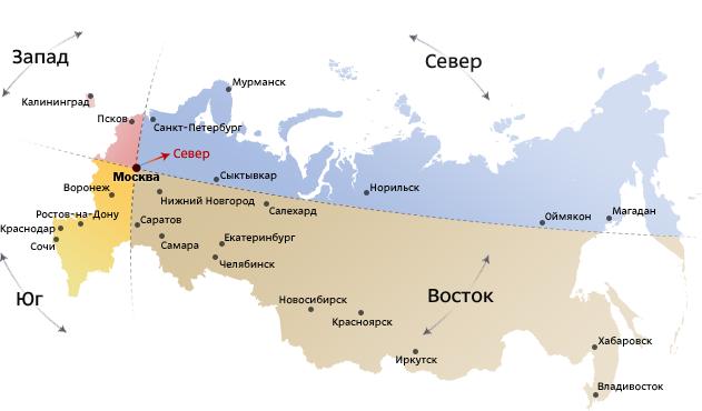 레슨 동서남북 방위 러시아의 동서남북 기준은 사진 보면 알겠지만 특이해 모스크바를 기준으로 자로 방위를 나눠 북쪽은 이고 시베리아 발음이 비슷해보이지믄 실제로 연관은 없어 서쪽은