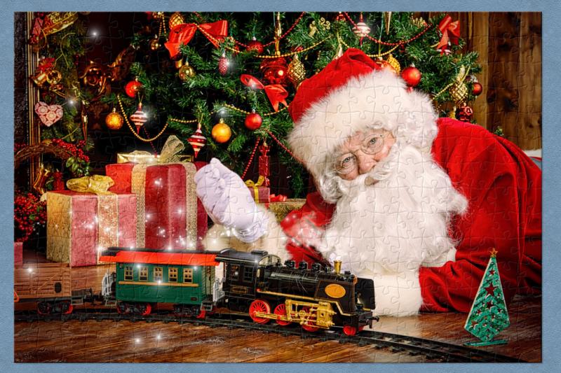 초콜릿 사우나 산타와 기차 어린이용 장식품 퍼즐조아