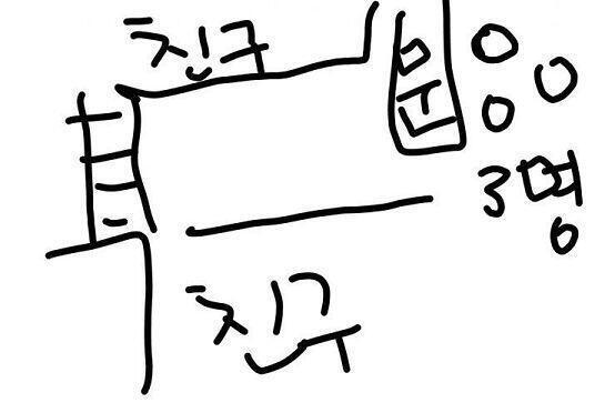 이렇게 위 한명, 아래 한명 자는걸 확인하고 밖으로 나왔어 !