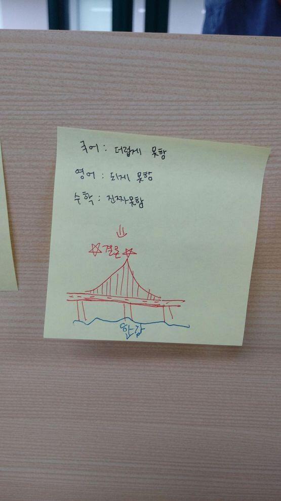 독서실 옆자리 누군가의 메모.