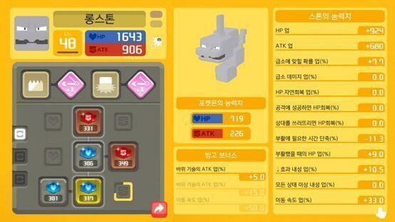 푸크린이 체력이 더 높은데 근거리 타입이라 원거리인 롱스톤보다 훨씬 못버텨.. 그리고 맵은 갈수록 강해져서 꺨 수 있는 최대한도에서 레벨링이랑
