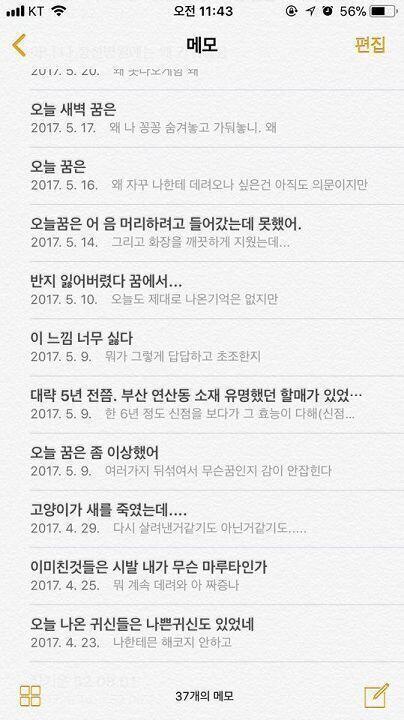 이건...내가 계속 메모 해두고 있는 꿈 일기장..