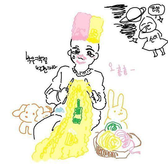 아무튼 내 그림을 당선시켜준 것에 대한 고마운 의미로 취미생활을 즐기는 박우캭럴발판가자 아조시를 그려봤어. 이래뵈도 귀여운걸 좋아하는 사랑스러운
