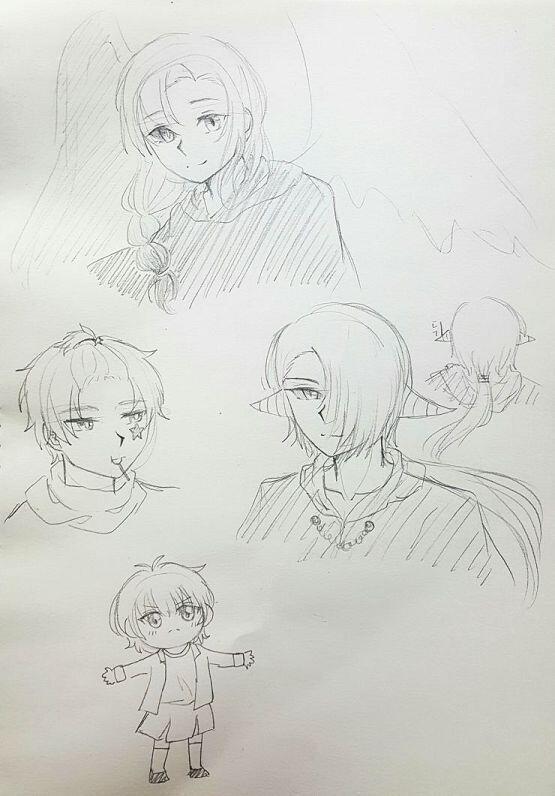 그리고 이거 아까 낙서한 자캐등등... 사촌동생들이 옆에서 같이 막 그린다고 ㅋㅋㅋ 제대로 못 그리겠더라