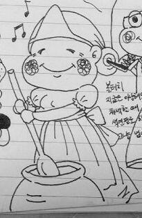 >>9 응 타블렛이 없어서... 고마워!! 사실 그림판으로 그려서 별로 고퀄은 아닌데... 제일 처음 캐릭터 만들때 종이에 그린 난장이들임