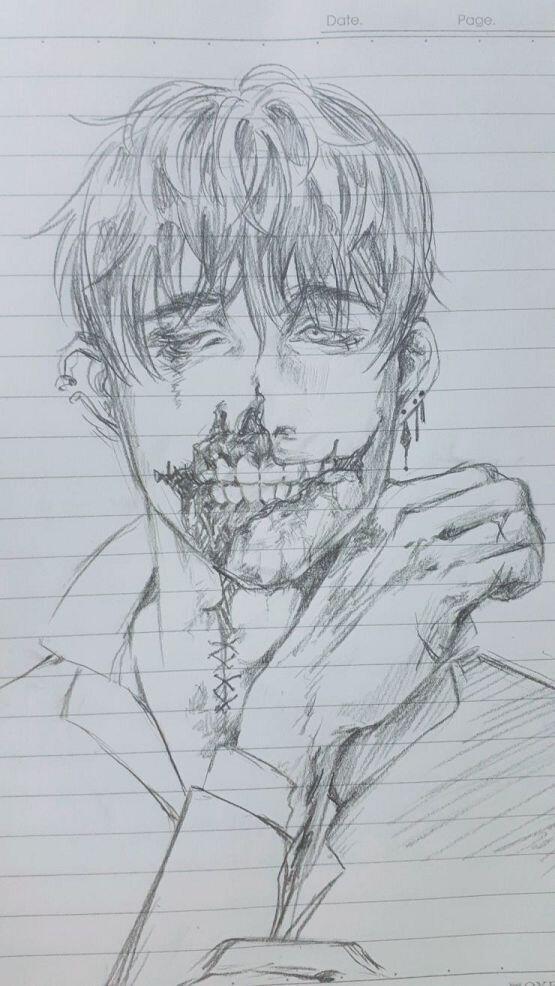 처진 눈도 좋아. 테마는 좀비. ※고어. 안면손상. 피. 줄공책 주의