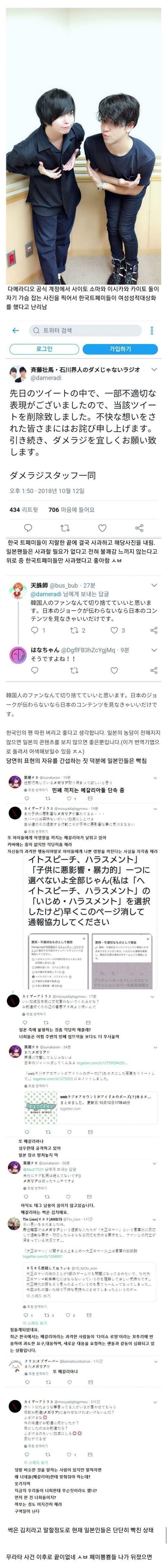 너네 이번에 이시카와 카이토라는 성우분 관련으로 트짹이들 또 지랄한거 알고 있니?