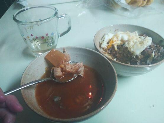 아~~ 동태찌개 간장계란밥이야