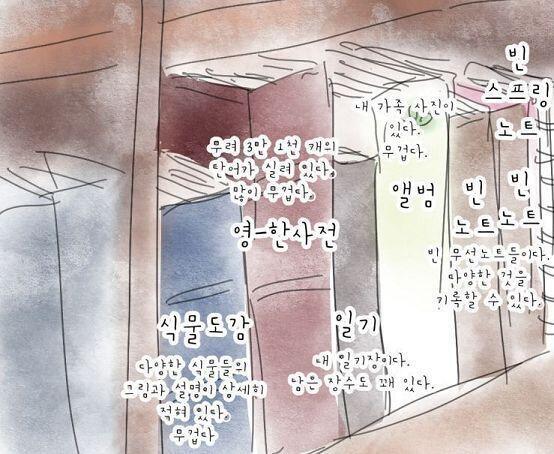 별로 대단한 책은 없는 것 같다. >>44 ___ [체력]88 [허기] 0 [수분] 95 [건강] 100 [스트레스] 1 [소지품] (1/5) 
