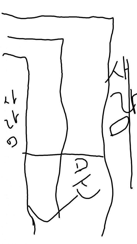 구조는 이렇고 화살표가 최애가 나오는 경로야!! 그리고 문을 기준으로 위쪽이 실내, 아래쪽이 밖이야(최애의 차랑 가까워)