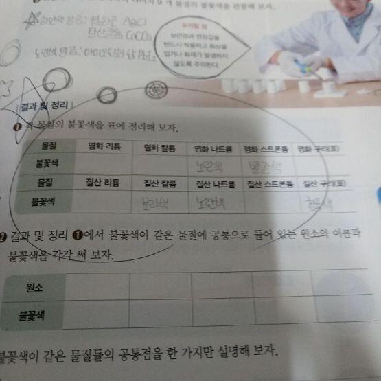 내가 쓴건 무시해줘 인터넷이랑 유튜브 뒤져봐도 안나와 ㅠ 혹시 이거 아는사람 있닝.. 원소 구별 불꽃 반응 실험이야