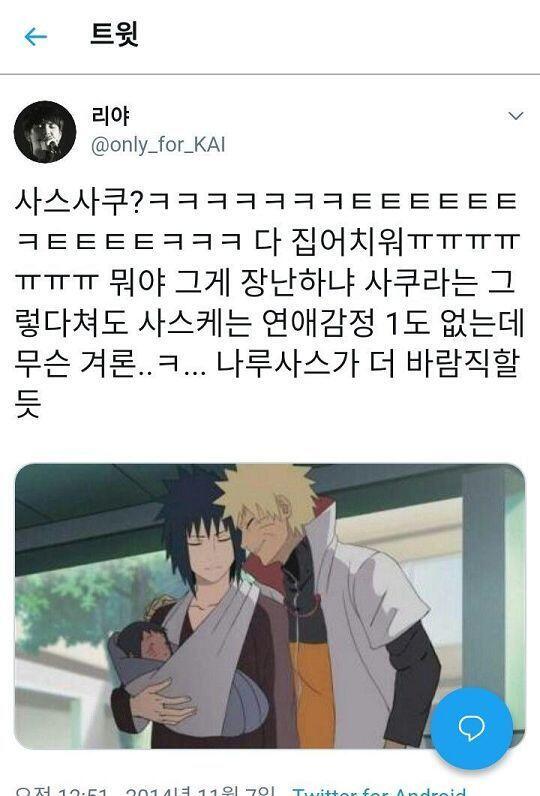 나루사스 팬덤 얘네가 최강이지 제발 좀 원작 읽어보고 나루히나 사스사쿠 좀 그만 후려쳐라