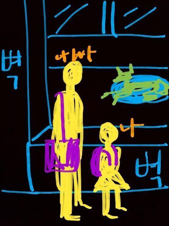 아침에 학교를 갈라구 현관앞가면서 있었어 우리집구조가 좀 독특해 사진참고해줘