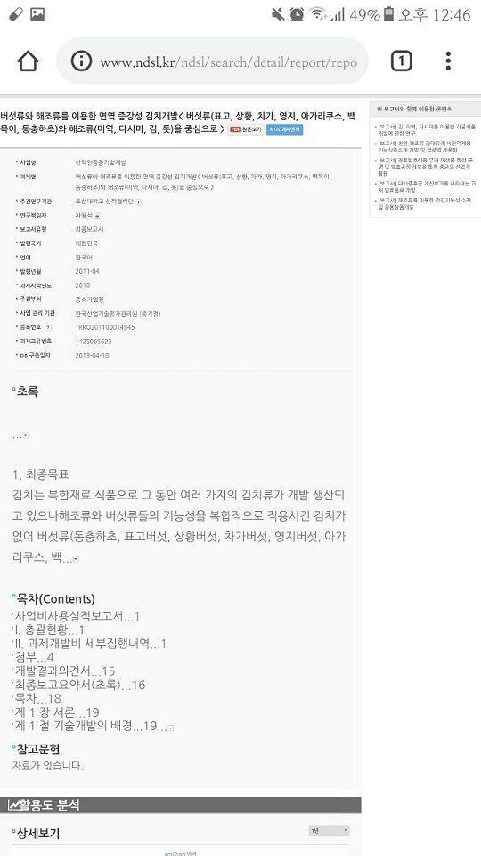 영지버섯 액기스이긴 한데. 찾아보니까 보고서가 따로 있더라.