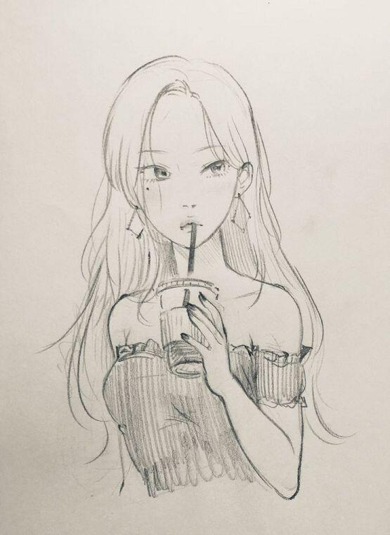 >>6 너무 덥다...아이스 아메리카노 마시는 인싸언니 느낌으로 그려봤어