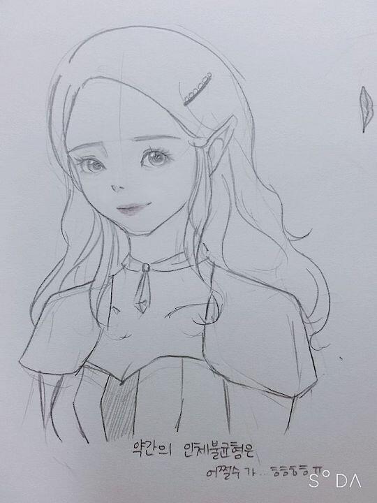 필압세게 여러번 고치다가 턱을 수정할 수 없을만큼 종이가 상했다ㅠㅠ 히잉