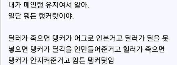 탱커랑 힐러 유저들 힘내라