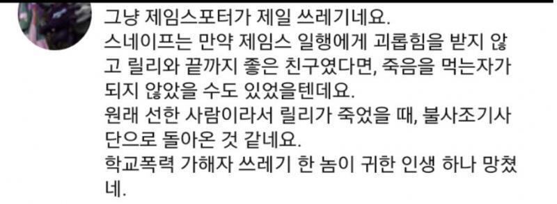 머로더즈 = 단지 스넾 괴롭힌 가해자 ㅅㄱ들로만 생각하는 게 별로...