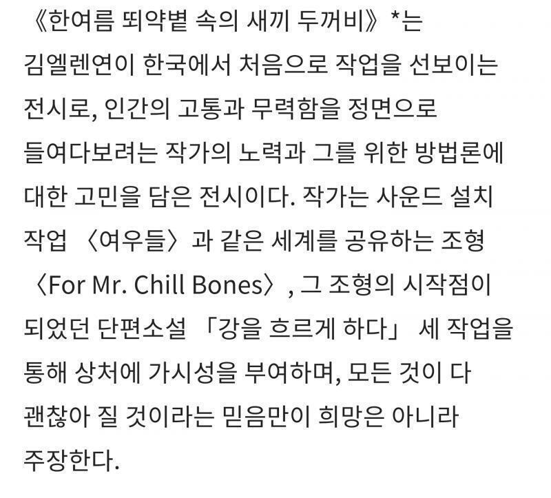 한여름 뙤약볕 속의 새끼 두꺼비. 김엘렌연 작가. 12월 21일까지 성북구... 가기 번거롭긴 하다ㅠ