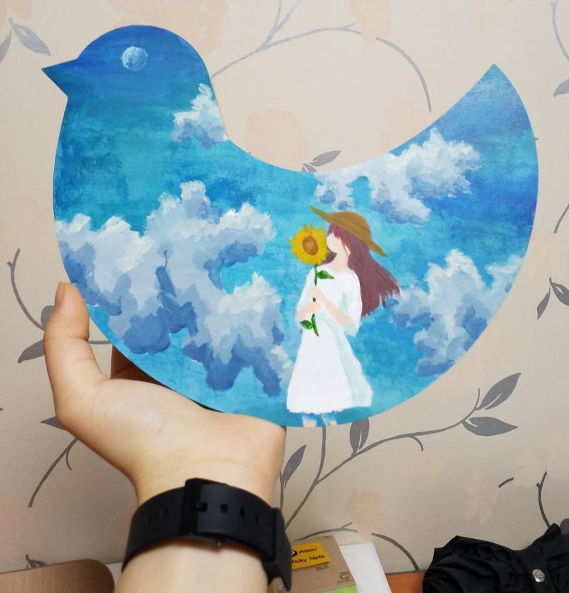 폰으로 안 그린 그림 중에 찍어둔 거 찾았다! 미술 시간에 아크릴 물감으로 그린 건데 물감 쓰는 거 너무 재밌었어!
