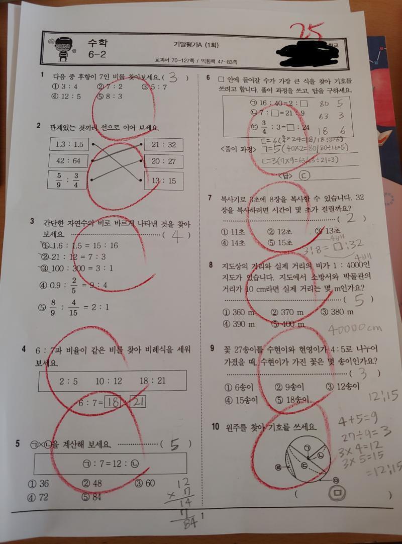 얘들아 빨리 내 시험지를 봐 줘 25문제중에 25문제 맞았어