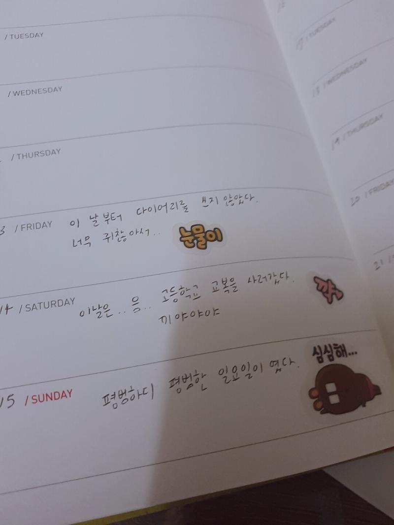 위클리에는 정말 간단하게 쓰는편!!