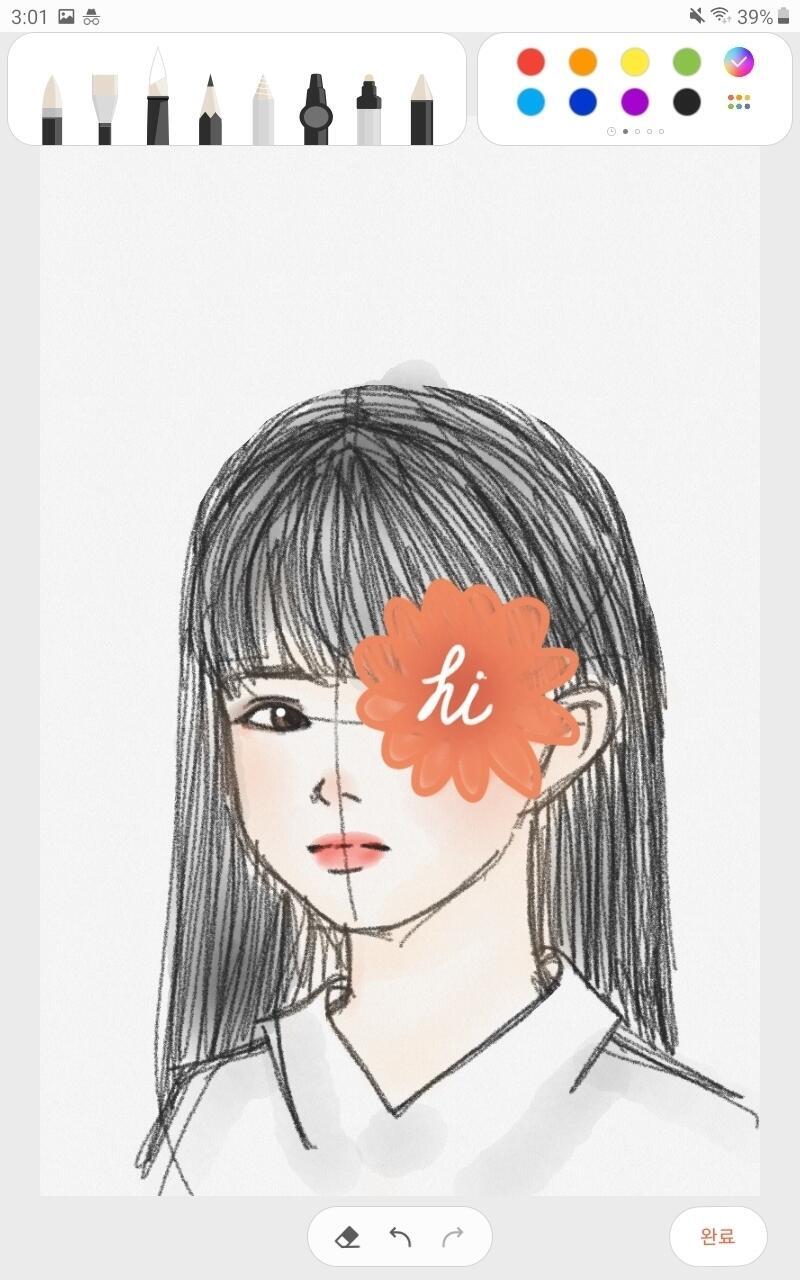 그리다보니 한쪽눈이 너무 떨어져있는데 레이어가 아니라 다시 그릴수가 없어따.... 흑흑