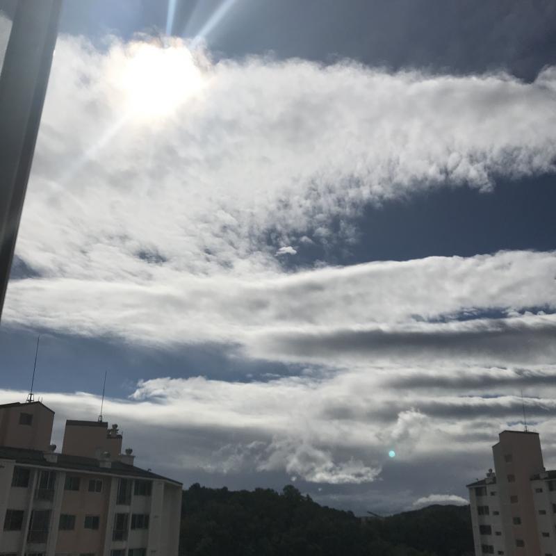 이거 약간 소름돋는 사진일수도 있는데 태풍올때는 구름이 일자로 되어있고 하늘이 맑데 그런데 어느날 하늘 봤는데 진짜 맑고 구름 일자라서 소름끼쳐