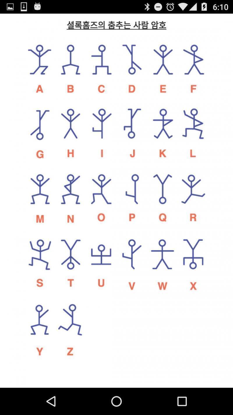 셜록홈즈 춤추는 사람 암호