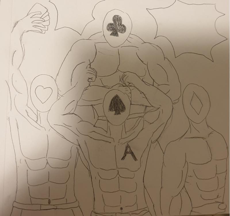 아... 그림 찾았다... 내가 합성러로 전직하기 이전 그렸던 그림인데 카페 합작 주제로 포커가 나와서.... 이렇게 그렸었어...