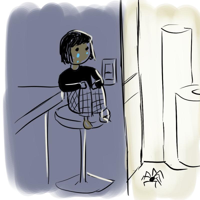 자려고 했는데 집에 벌레가 나와 ㅠㅠ...ㅠㅠㅠ... (작은 거미 그림 있어)