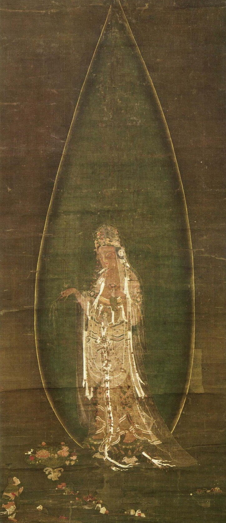센소지 소장 양류관음도 고려불화의 관음도상중에서도 전례없는 독특한 광배형태로 유명한 작품이지. 처음 봤을때 정말 헉소리 냈다... 내가 불화를