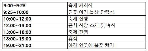 연꽃축제에 대한 스케줄이 나와있다. 문서도 한 장이고.. 딱히 볼 점은 없는 것 같다.