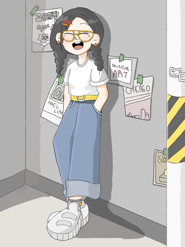 이거는 팔 위치를 잘못 잡았는데 다 그려두고 알아채서... 그냥 바지 주머니가 좀 많이 깊숙히 파여있는걸로 생각하기로 했어... 팔 빼곤 다 마