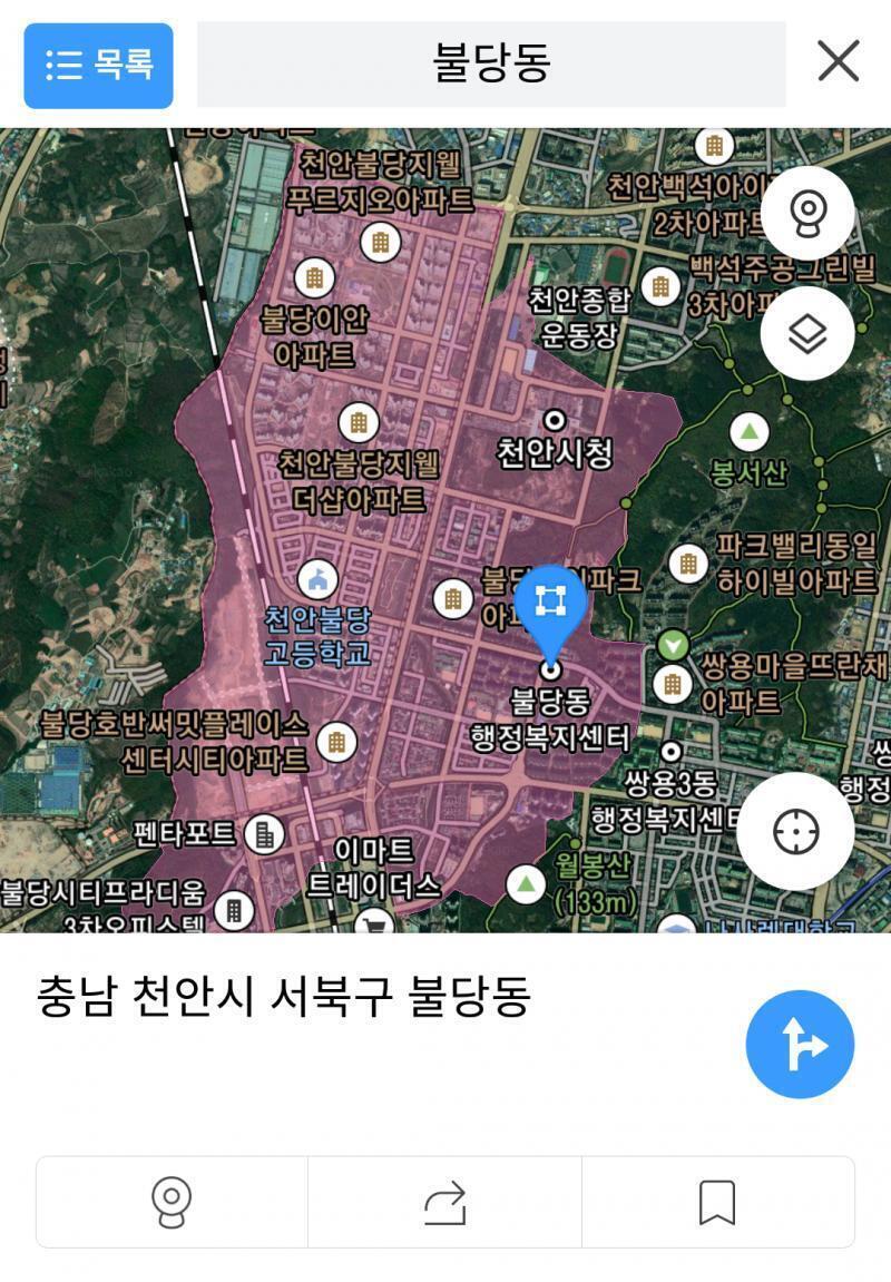 '충청남도 천안시 서북구 불당동' 아파트가 가득한멋진 신도시네! 충남 최고의 집값으로 '천안의 강남'이라고 불리는 곳이래.