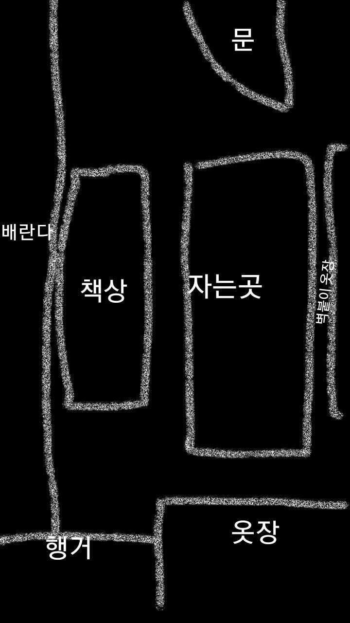 이게 내 방 구조고 일이 일어난 곳은 문인데 문을 활짝열고 문에 반기대서 누워서 과자먹으면서 폰하고 있었어