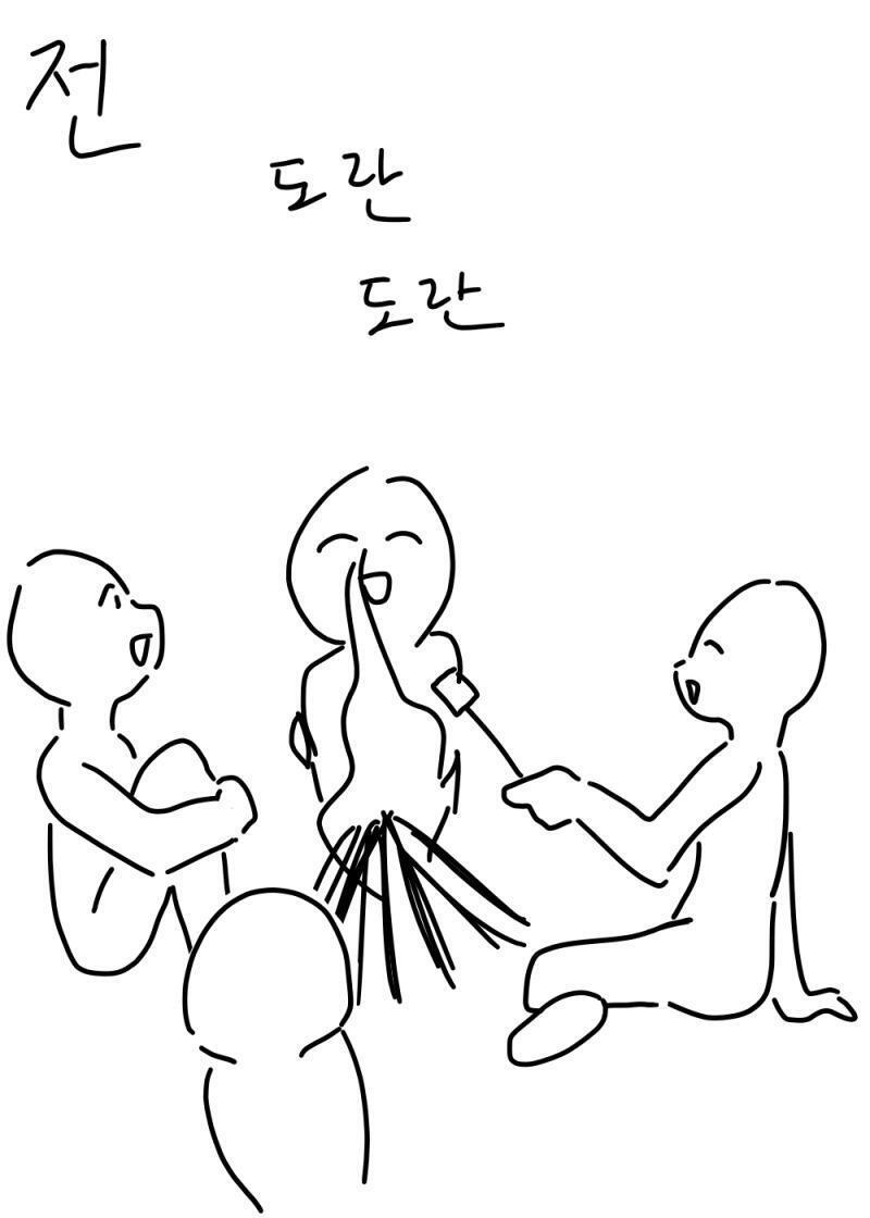 모닥불 전후 개인적으로 생각하는 대로 그려봤다