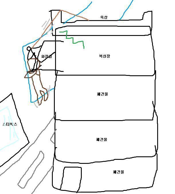 청소기 전선을 늘린 다음 이복서의 목에다가 걸고 창문의 손잡이에다 묶는다. 그 뒤 묶인 밧줄을 창문 위를 통해서 옥상으로 던진다. 그 다음 사건