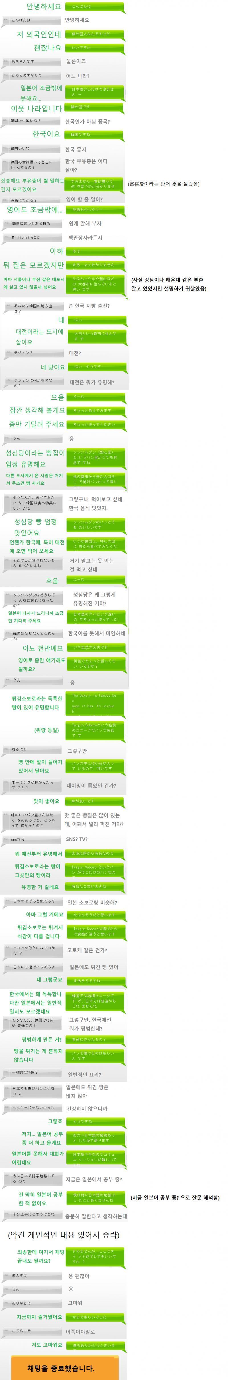유일하게 길게 얘기했던 채팅 올려봄 (스압 주의) 그리고 일본어 실력이 후달려서 성심당 튀소의 매력을 제대로 어필하지 못했다... 대전 비버들에