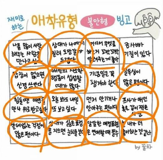 애착유형 빙고같은거 해볼 필요도 없이 당연하게도 불안형
