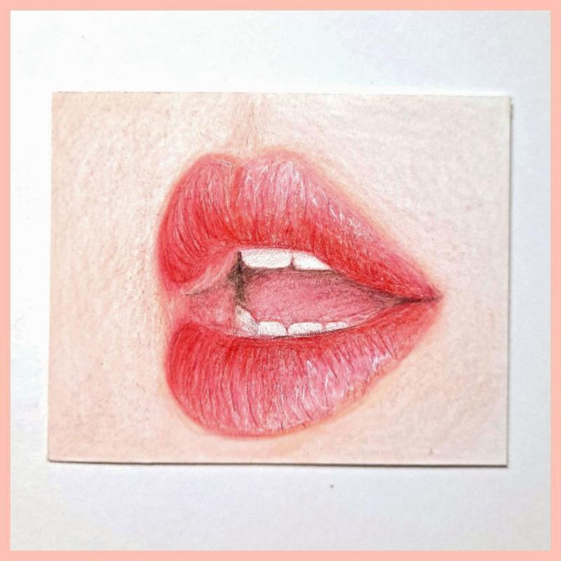 [4] 입술 약간 레드코랄이라고 하야하나 딸기우유 생각하면서 그린 그림 밝기 좀 낮췄는데 조명되게 세보이네 색감은 거의 동일해