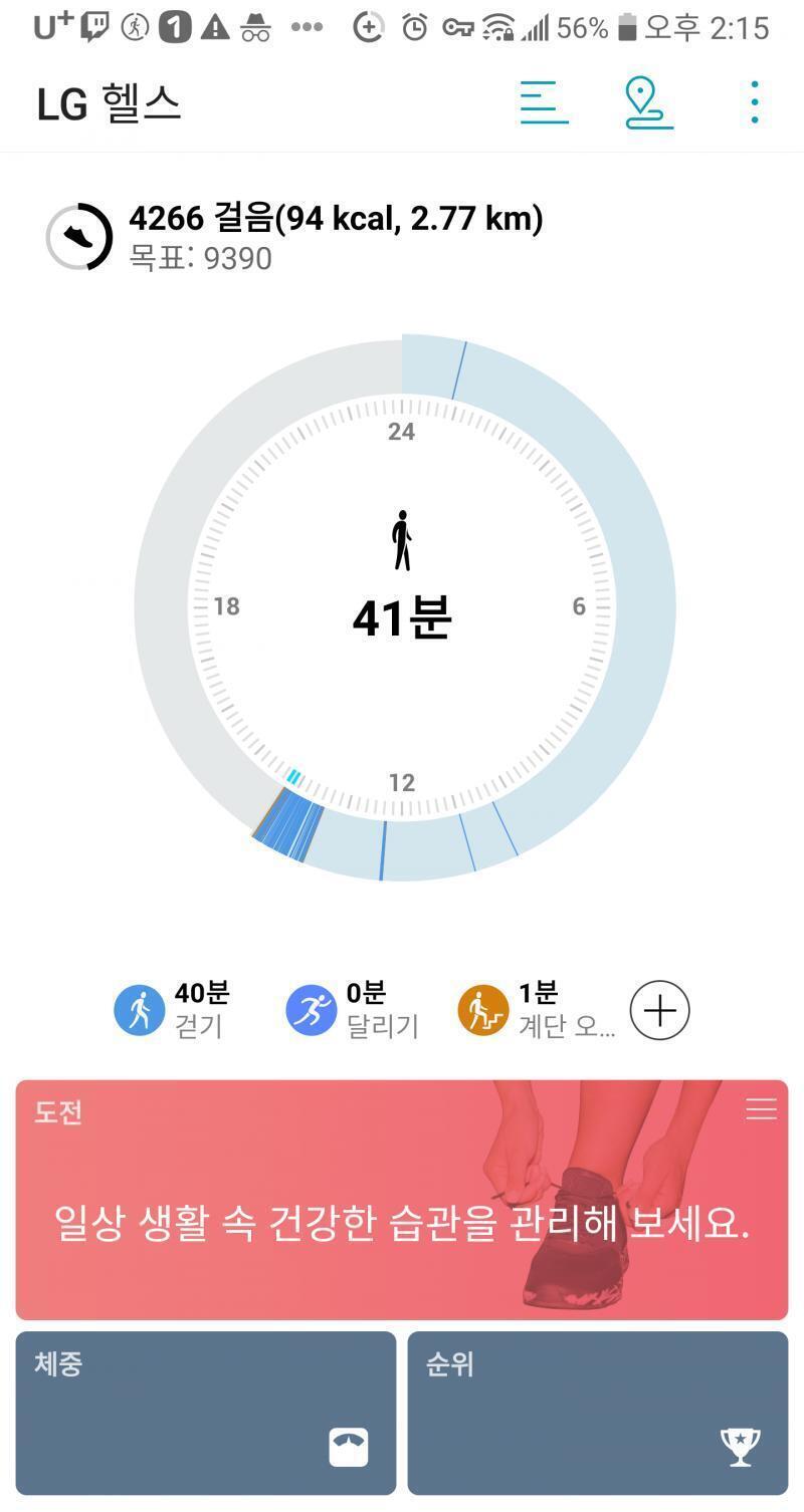 오늘 산책한거 평소보다 좀 더 많이 걸었네