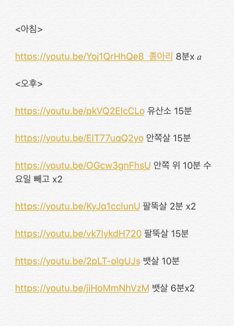 이건 내가 세운 루틴인데 어때? 운동에 큰 시간을 할애하진 못해서 최대한 줄여봤어.. 할 수 있겠지..???