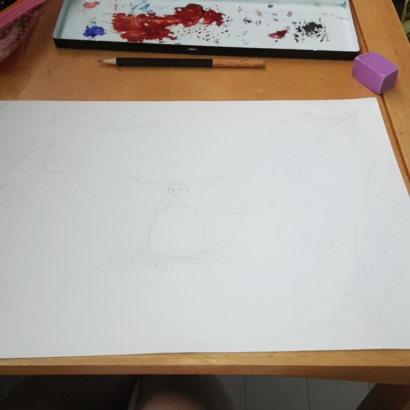 폰하다가 그림그리다 난리다
