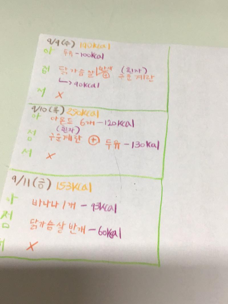 >>179 내 식단표.. 화요일부터 시작했고 화요일에는 밥 반공기, 제육볶음 주먹만큼 먹었어!! 운동은 안했어 시작몸무게 57kg ->54.4