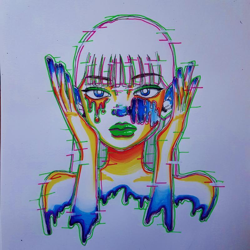 이건 취미미술..! 포스카 마카를 사고 기분이 좋아서 그럿다.. 행복해보이는 색으로 겉을 칠했지만 내 안쪽은 우울투성이라는 그림