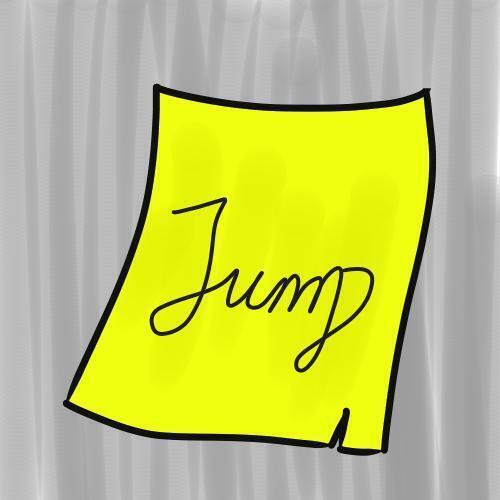 >>19 벽에는 겨우 아직 붙어있는 포스트잇으로 JUMP라고 되어있다.