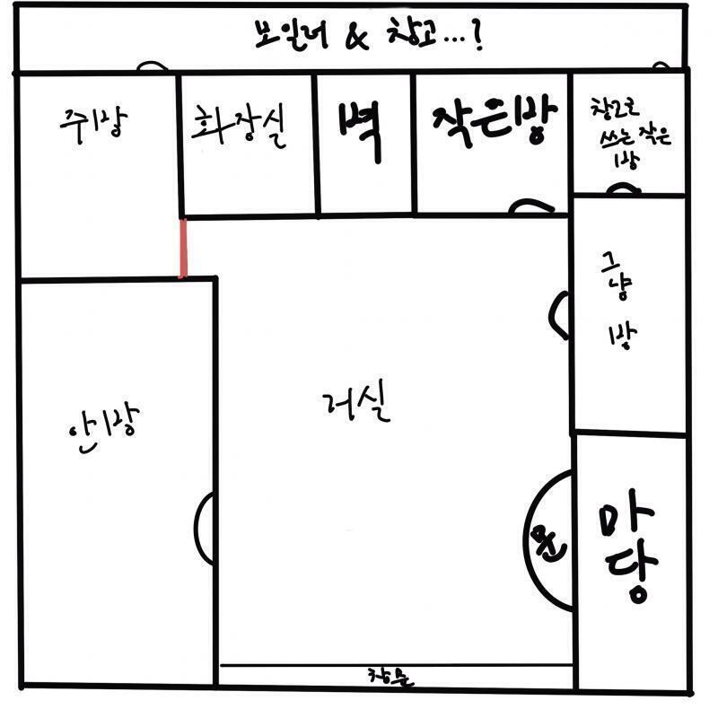 지금 나는 2층 주택에 살고 있는데 첨부된 사진은 바로 밑인 할머니 집 도안이야!