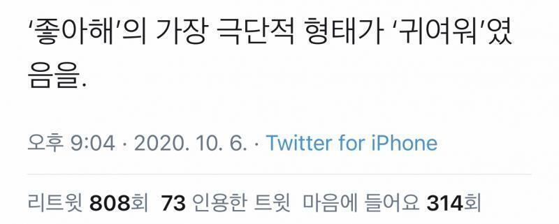 큰일났다 극단적으로 좋아하나봄