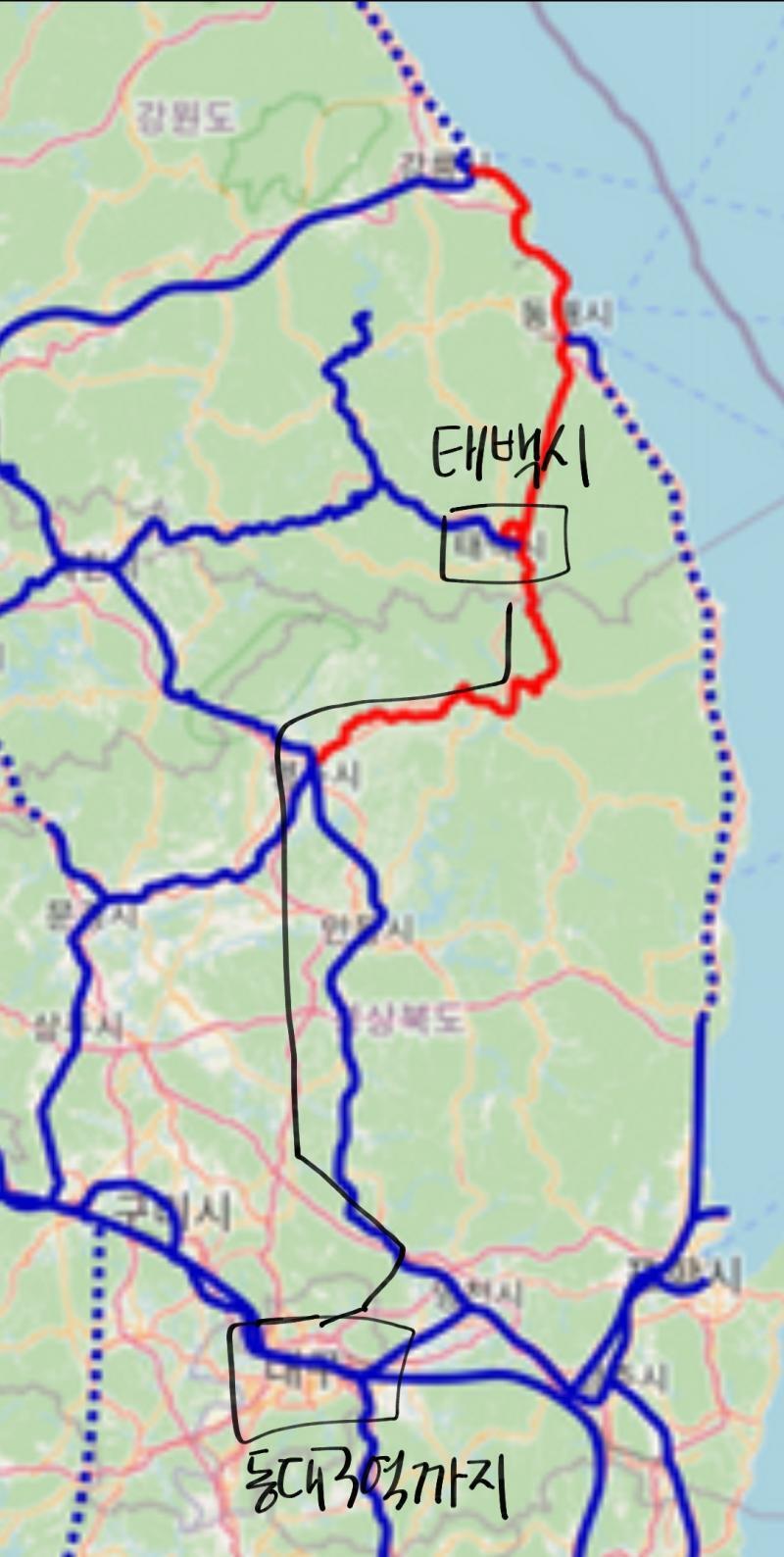새로운 뉴페이스야! 구미-동해지점이 너무 멀어보여서 지원할 겸 신청할게! 내가 가능한 노선은 이 두 가지인데 태백역의 경우엔 버스터미널 바로 옆